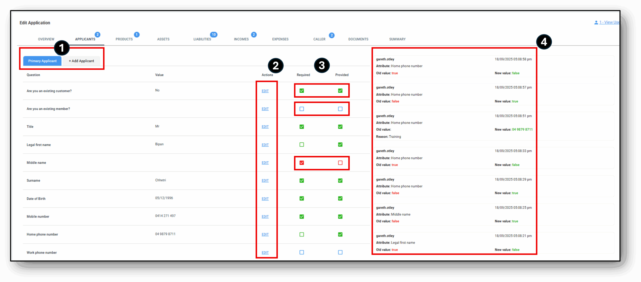 1 Image of the applicants tab