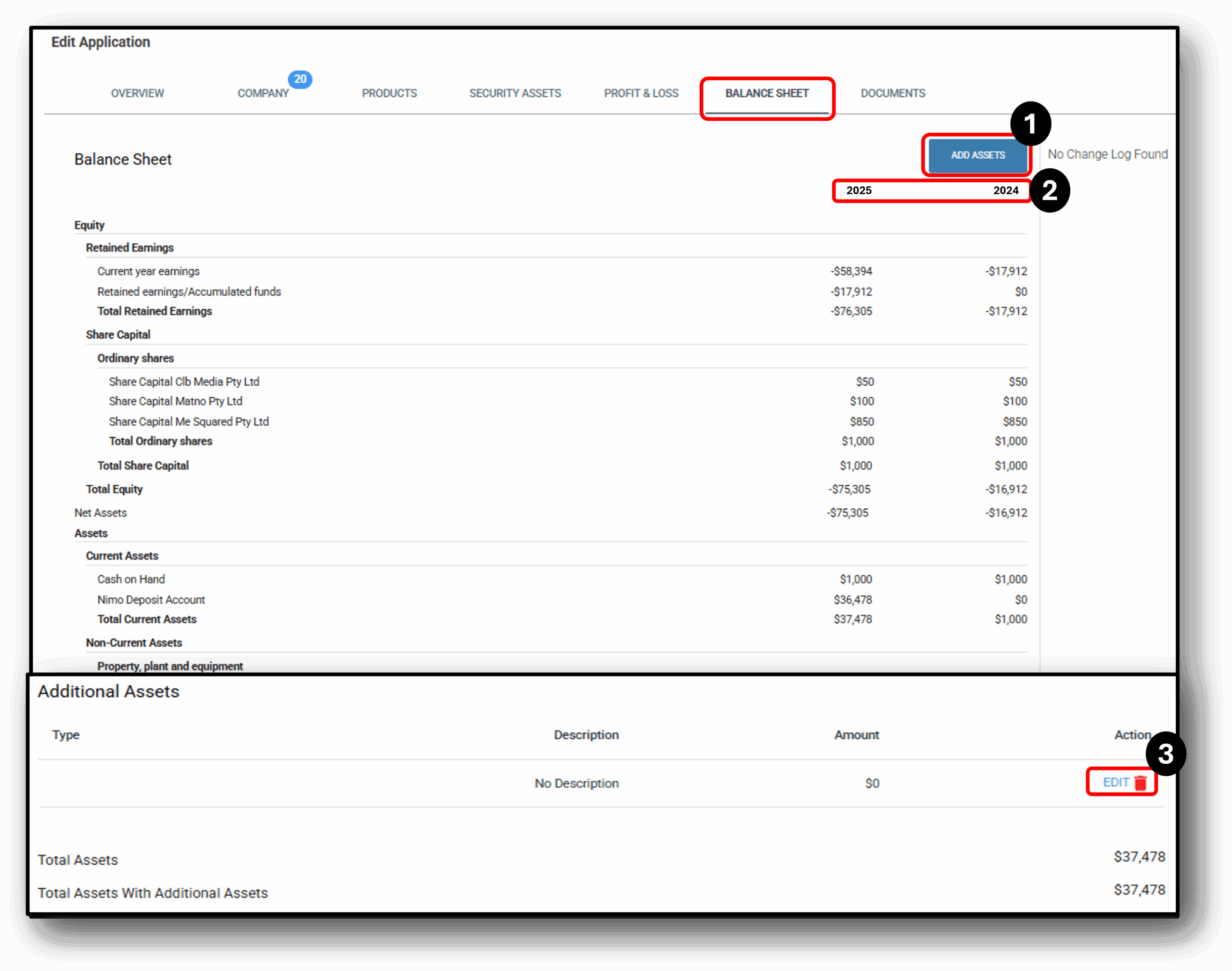 Hero Balance Sheet Image of the applicants tab