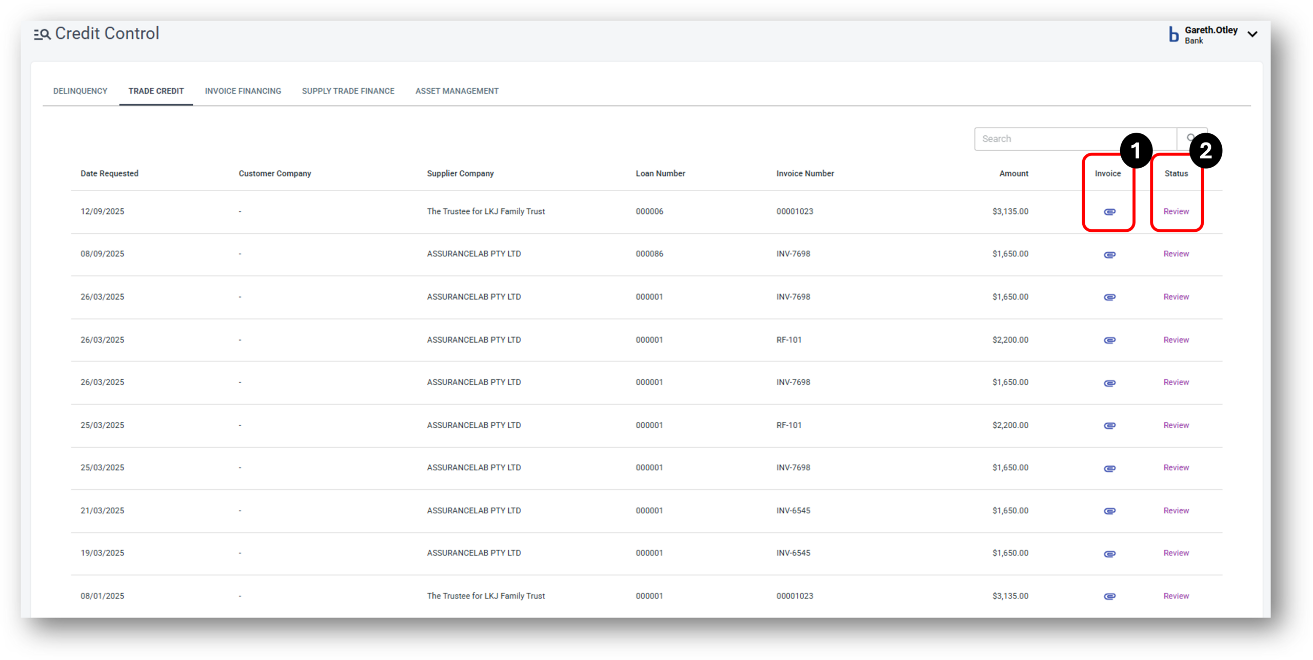 Image of the applicants tab