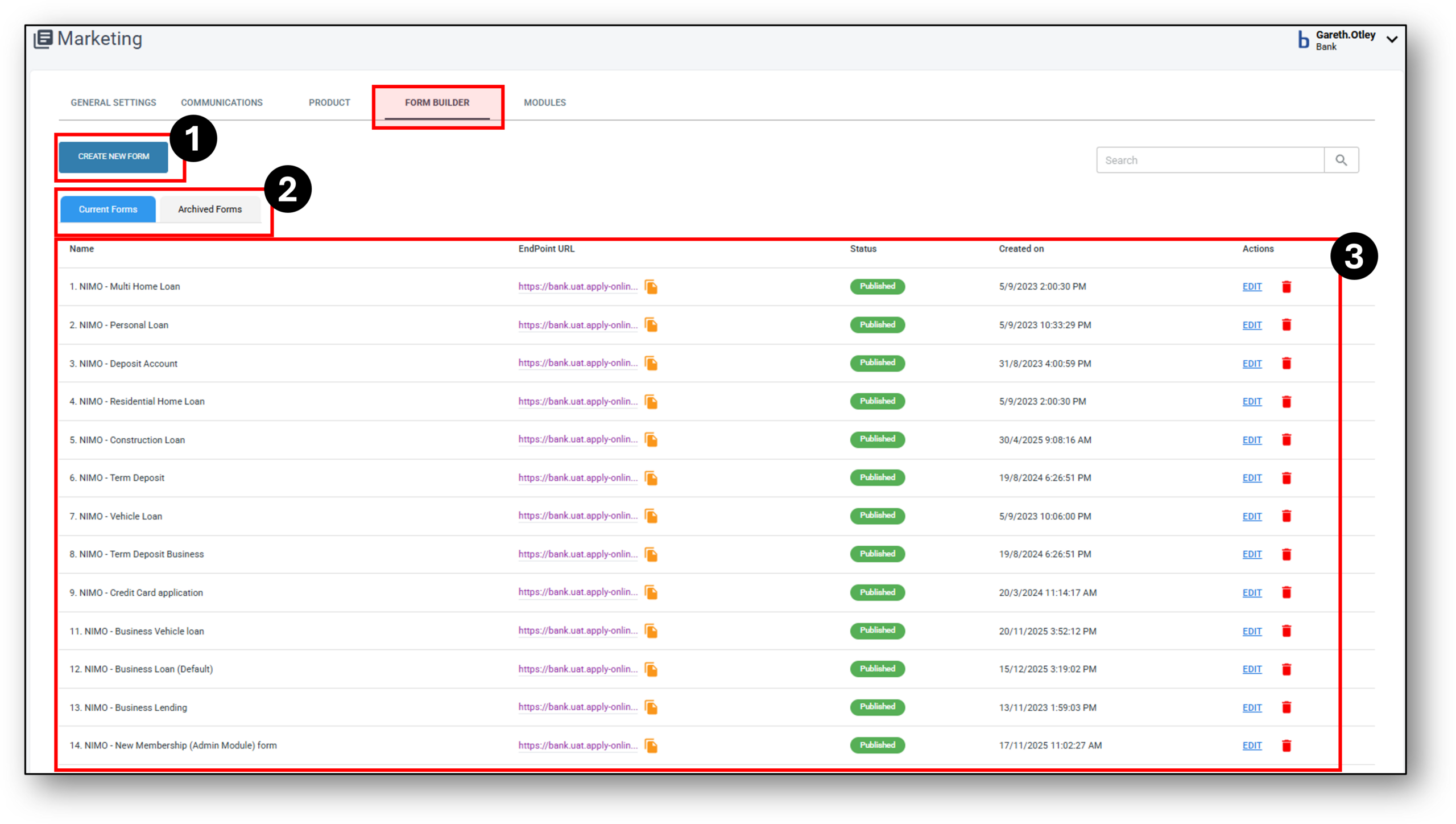 Image of the applicants tab